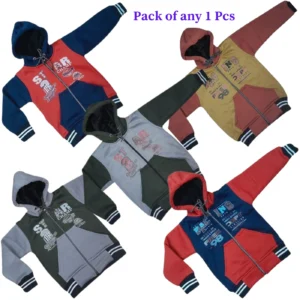 Bright and Playful Kids' Full-Zip Hoodie Sweater with pack of 1 (For Boys & Girls)