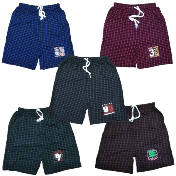 Pretty Classy Boys OE Checked Cotton Shorts with Pack of 5