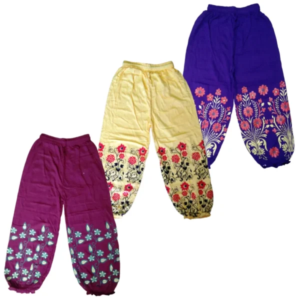 Impressive Multi Colour Flower Printed Girls Fancy Three Fourths Pants Pack of Any 3 - Image 3