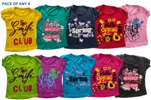 Laksima Colorful Multicolor Printed T-Shirts - Pack of 4 (Random Colors)