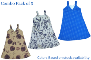 Laksima Delightful Girls' Cotton Frocks - Set of 3 (Random Colors)