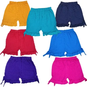 Flawless Girls Multi All Over Printed Cotton Shorts with pack of 7