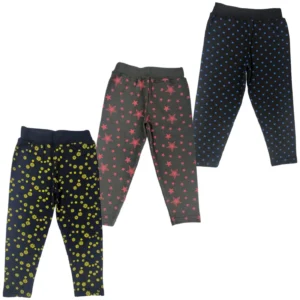 Laksima Girls' FlexPrint Lycra Pants - Pack of 3: All-Over Print Edition