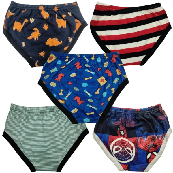 Boys' Durable and Stylish Multi-Color Cotton Briefs with pack of 5 (Random Colors) - Image 2