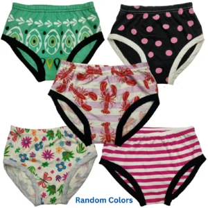 Girls' Everyday Cotton Panties with Fun Colors with pack of 5 (Random Colors)