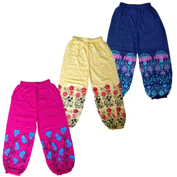 Impressive Multi Colour Flower Printed Girls Fancy Three Fourths Pants Pack of Any 3 - Image 4