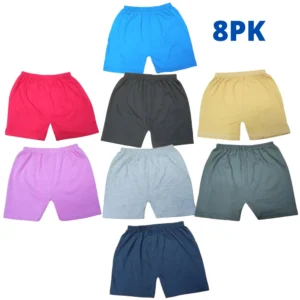 Laksima Kids' Essential Plain Cotton Shorts - Pack of 8 Basics (Random Colors Only)