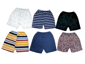 Outstanding Kids Printed Cotton Shorts with Pack of 6 (Random Colors)