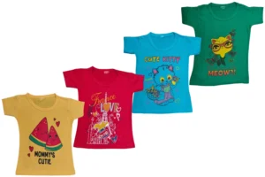 Laksima Girls' Rainbow Delight Cotton T-Shirts - Pack of 4