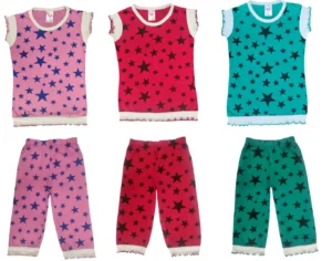 Laksima Girls' Dreamy Nights Multi-Color All-Over Printed Night Dress Set - Pack of 3