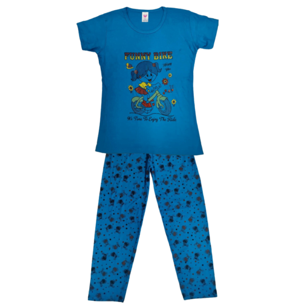 Laksima Girls' Cozy Cotton Nightwear Set: T-Shirt and Pants with Multi-Color Prints - Image 10