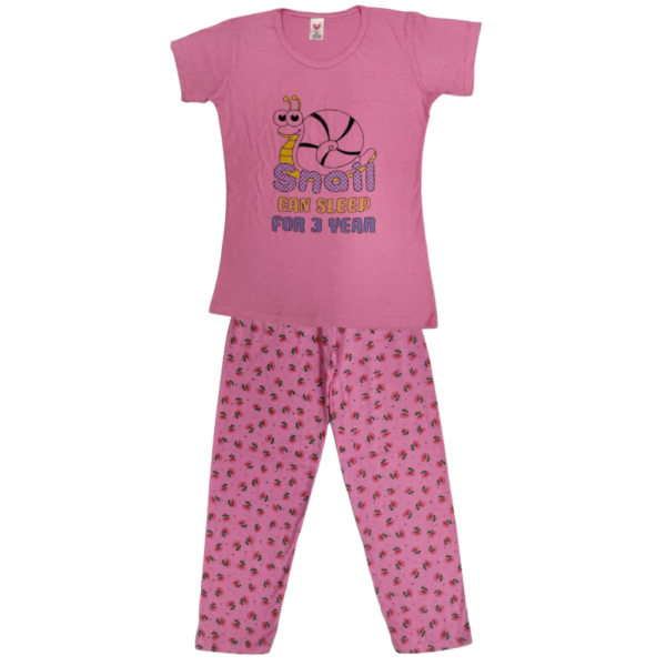 Laksima Girls' Cozy Cotton Nightwear Set: T-Shirt and Pants with Multi-Color Prints - Image 5