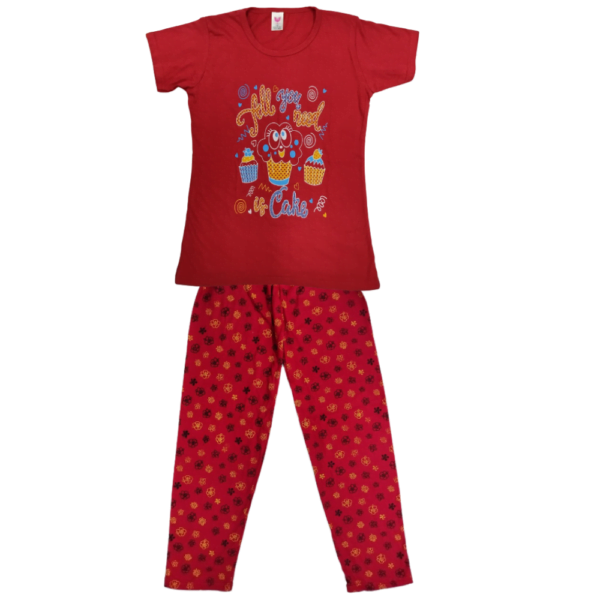 Laksima Girls' Cozy Cotton Nightwear Set: T-Shirt and Pants with Multi-Color Prints - Image 4