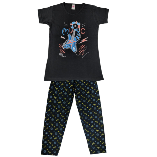 Laksima Girls' Cozy Cotton Nightwear Set: T-Shirt and Pants with Multi-Color Prints - Image 9