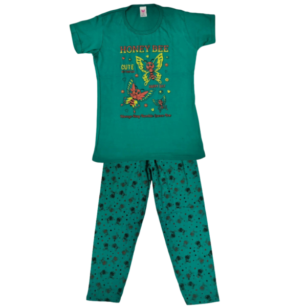 Laksima Girls' Cozy Cotton Nightwear Set: T-Shirt and Pants with Multi-Color Prints - Image 8