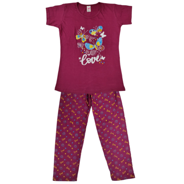 Laksima Girls' Cozy Cotton Nightwear Set: T-Shirt and Pants with Multi-Color Prints - Image 6