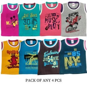 Rainbow Radiance: Laksima Cotton Multi-Color Sleeveless T-Shirts with Pack of 4