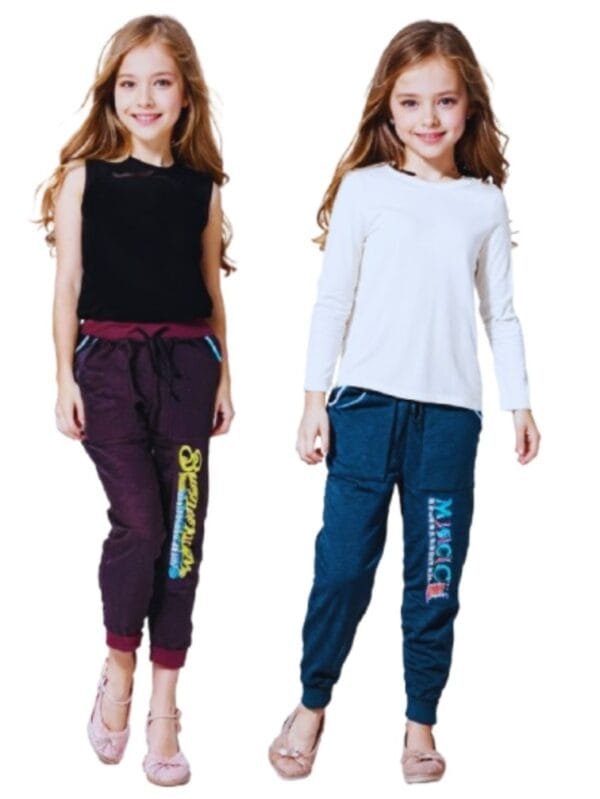 Laksima's Girls Multi Color PlainTrack Pants with Pack 2 (Maroon Blue)
