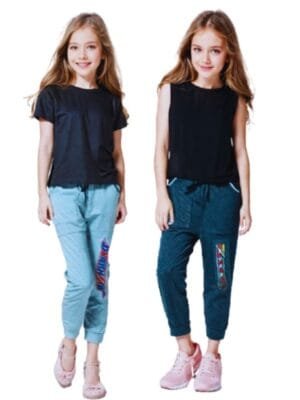 Laksima's Girls Multi Color PlainTrack Pants with Pack 2 (Grey Navy)