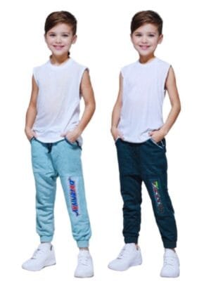 Laksima's Boys Multi Color Plain TrackPants with Pack 2 (Grey Navy)