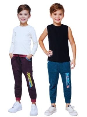 Laksima's Boys Multi Color Plain TrackPants with Pack 2 (Maroon Blue)