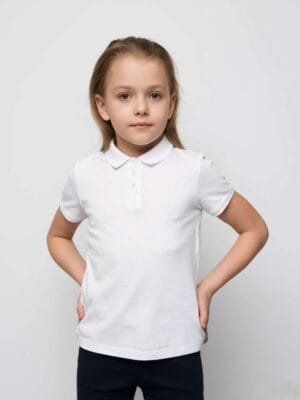 Pure Grace White Cotton Polo Neck T-Shirt for Girls(12 Months to 11 Years)