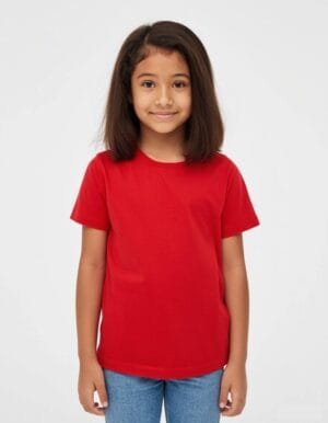 Fancy Red Cotton Round Neck T-Shirt for Girls(12 Months to 11 Years)