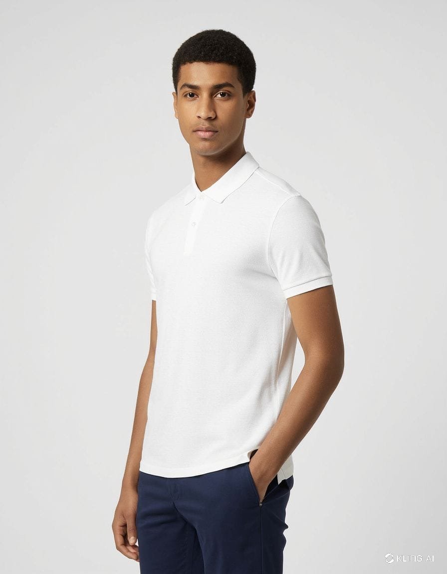 Laksima's Crisp White Polo T-Shirt with Cuffed Sleeves - Image 3