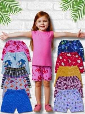 Cutiepie Comfy Kids Printed Cotton Shorts with Pack of 10 (Random Colors)