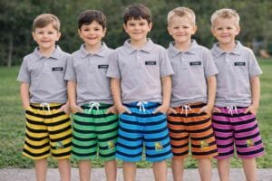 Amazing Cute Kids Multi Colour Line Shorts with pack of 5