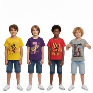 Rainbow Radiance: Laksima Cotton Multi-Color T-Shirts with Pack of 4