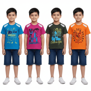 Rainbow Radiance: Laksima Cotton Multi-Color T-Shirts with Pack of 4
