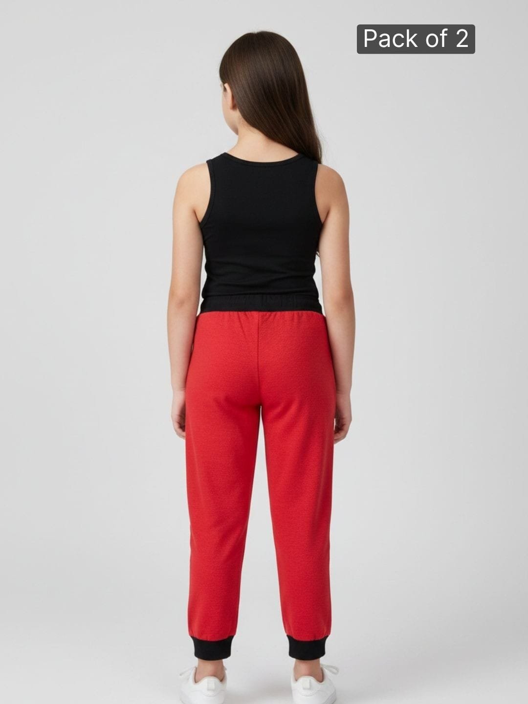 Laksima's Girls Multi Color PlainTrack Pants with Pack 2 (Red Blue) - Image 2