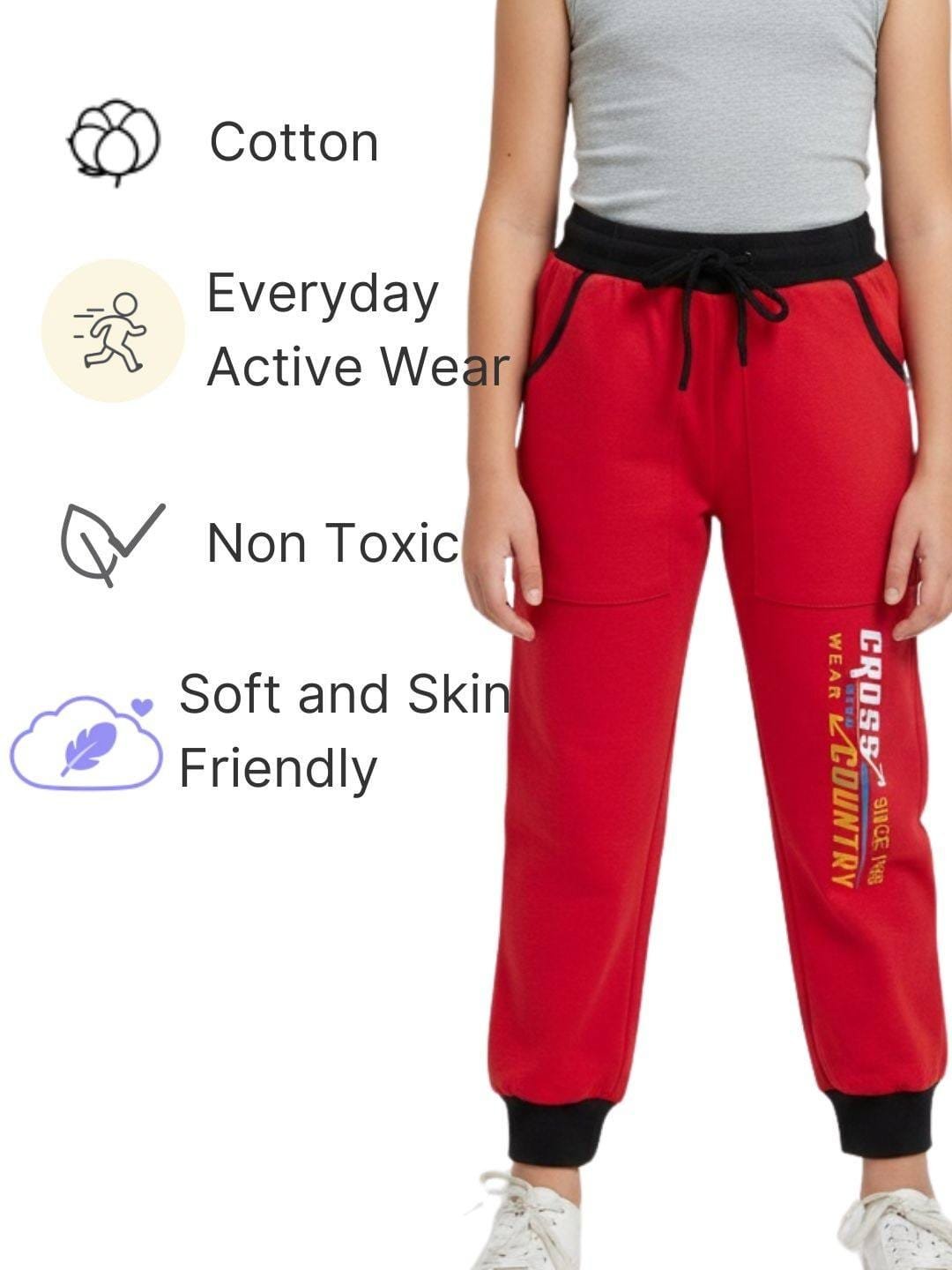 Laksima's Girls Multi Color PlainTrack Pants with Pack 2 (Red Blue) - Image 3
