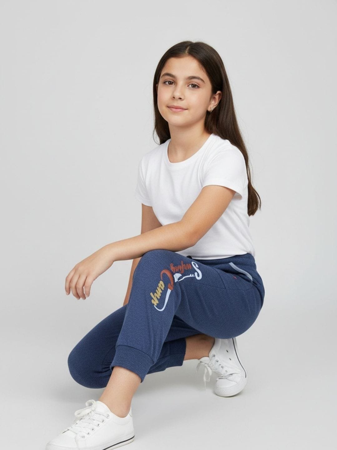 Laksima's Girls Multi Prints PlainTrack Pants with Pack 2 (Grey Navy) - Image 5