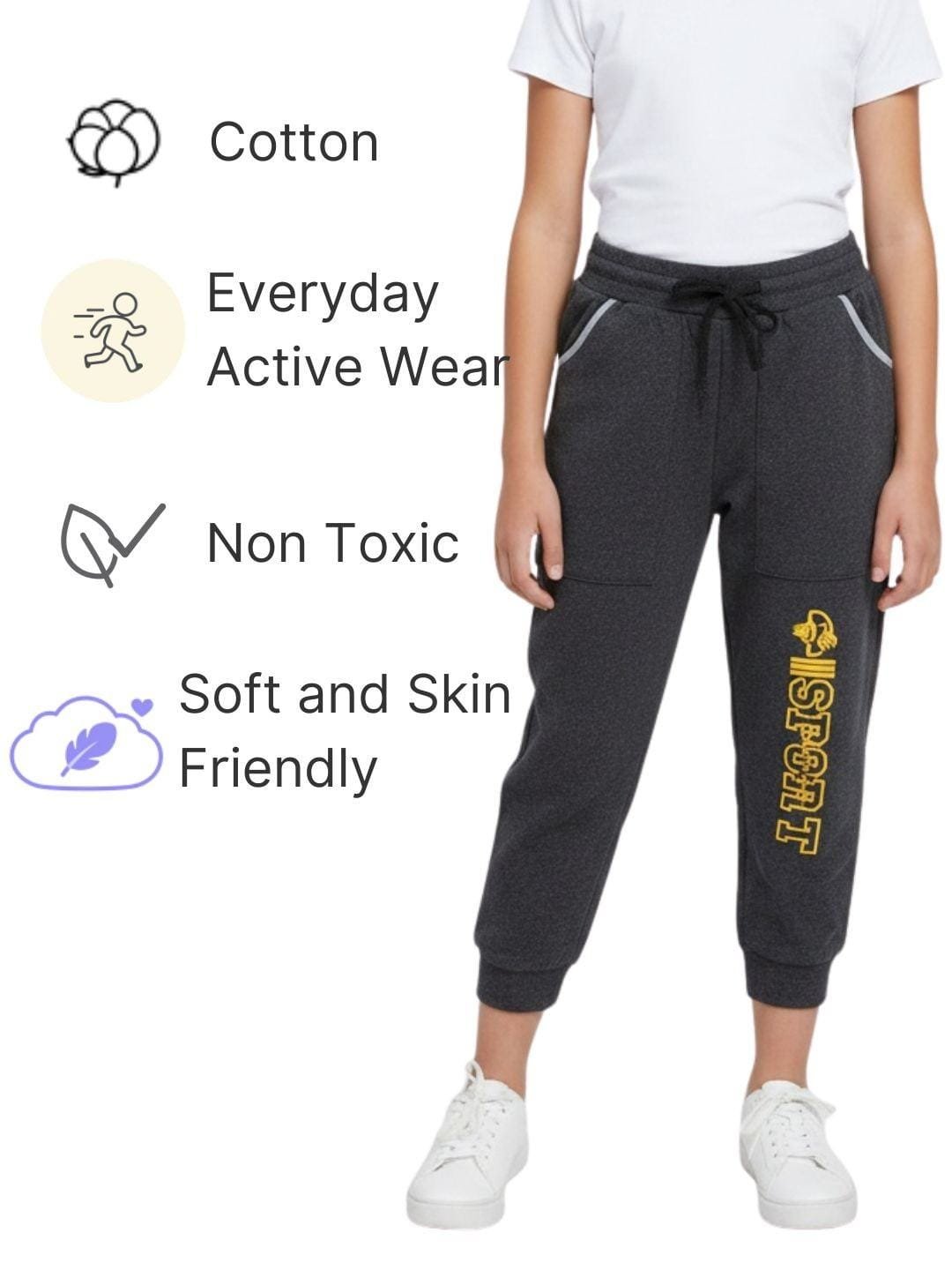 Laksima's Girls Multi Prints PlainTrack Pants with Pack 2 (Grey Navy) - Image 2