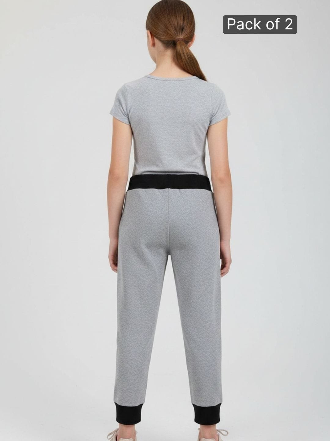 Laksima's Girls Multi Prints PlainTrack Pants with Pack 2 (Grey Navy) - Image 3